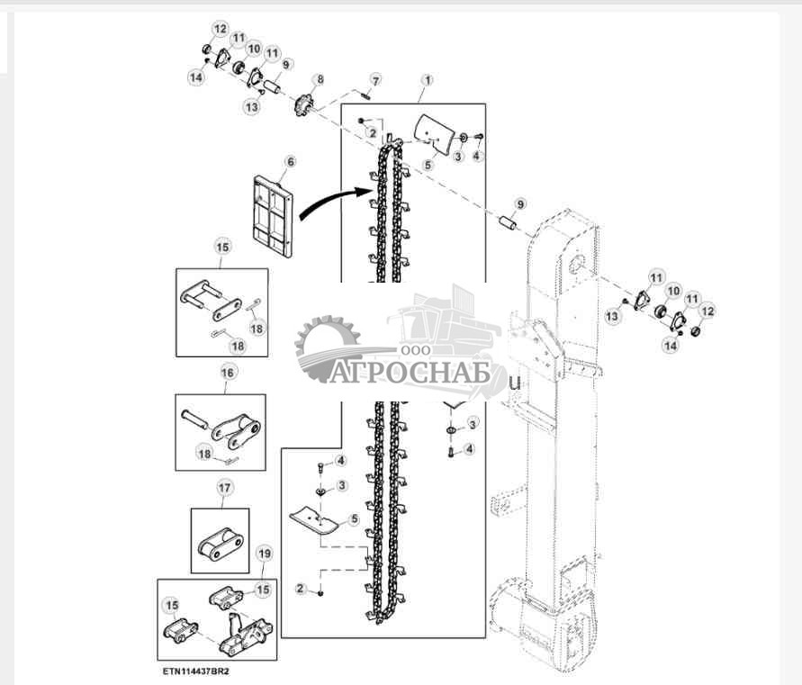 Цепь элеватора чистого зерна 